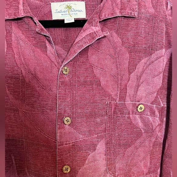 VNTG 100% Silk Washable Palm Leaf Print Hawaiian Shirt - Picture 3 of 5